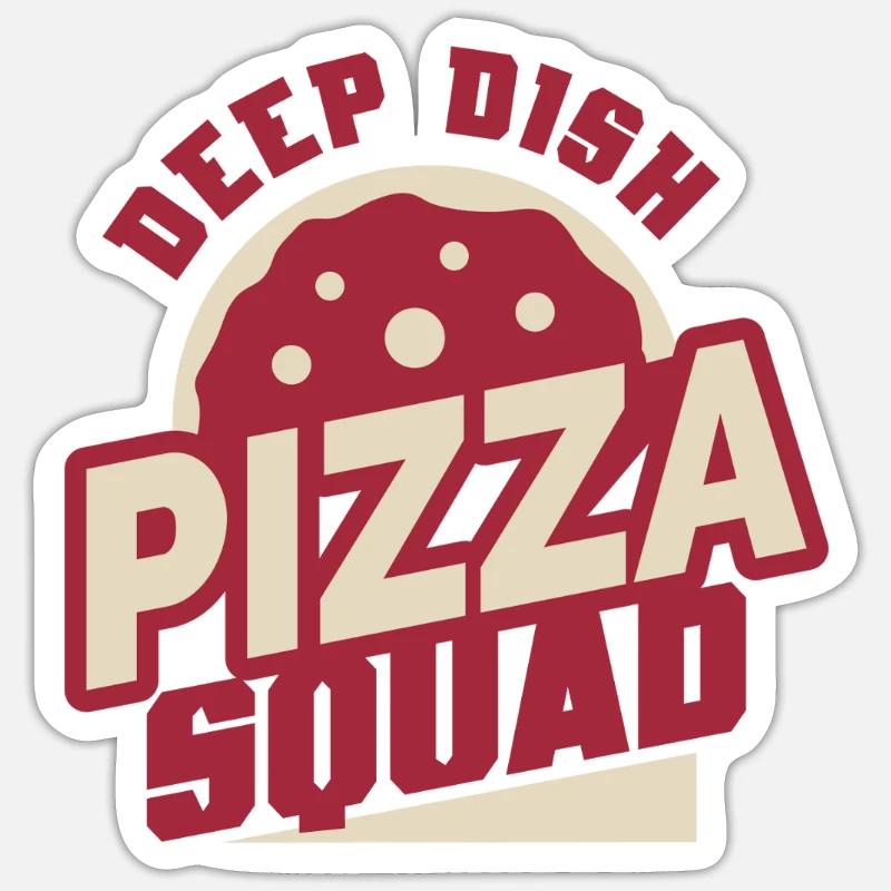 Plat profond Pizza Squad Chicargo - Sticker taille S (10 x 10 cm) - blanc mat