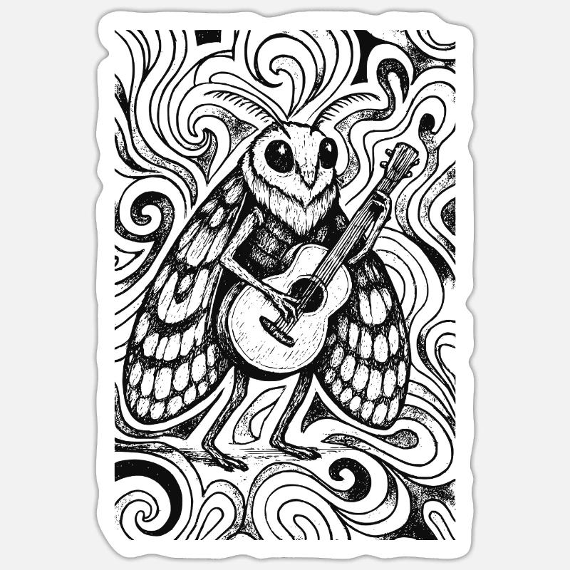 Cicada with Guitar Psychedelic Sticker size S (10 x 10 cm)