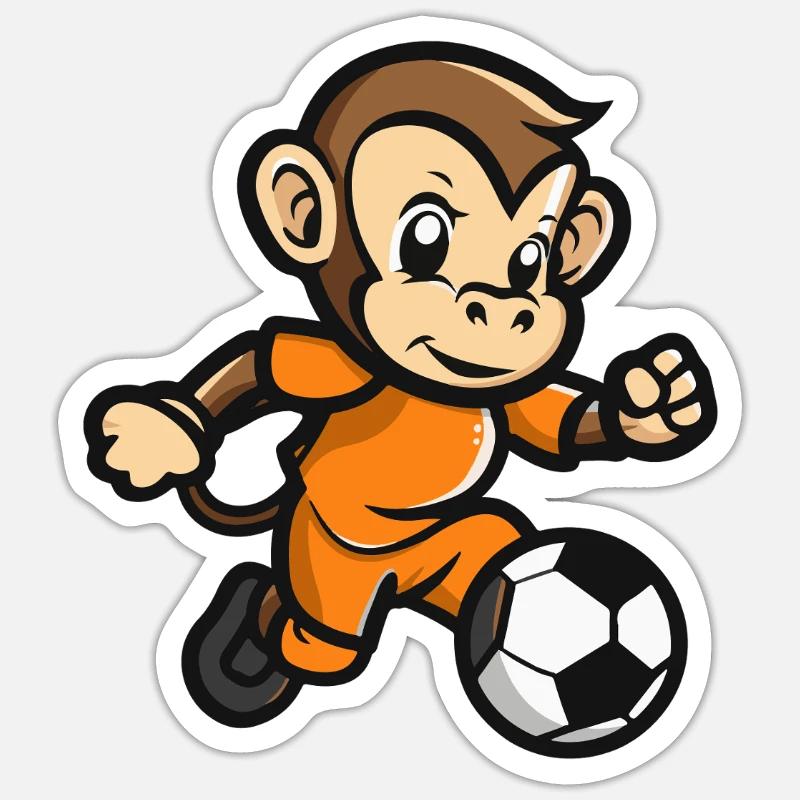 Monkey Comic Football - Sticker size S (10 x 10 cm) - white matte