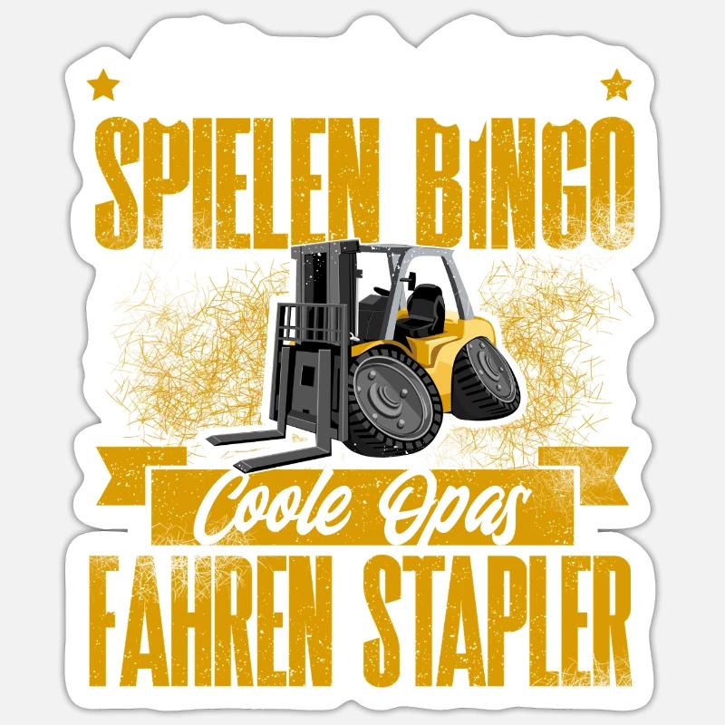 Opa Staplerfahrer - Sticker Größe S (10 x 10 cm) - Mattweiß