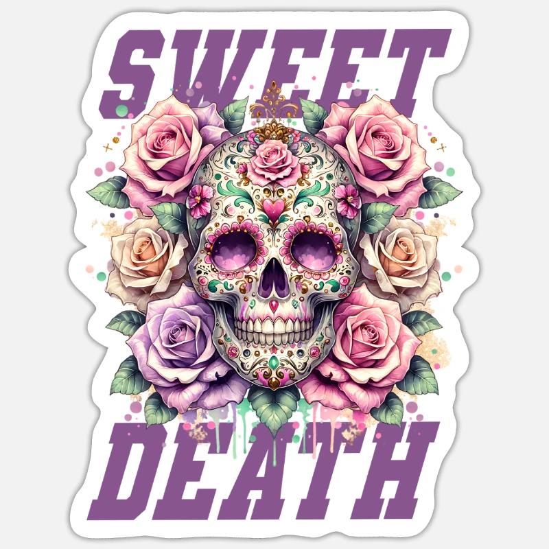 Fleurs Crâne Beauté Floraison Sticker taille S (10 x 10 cm)