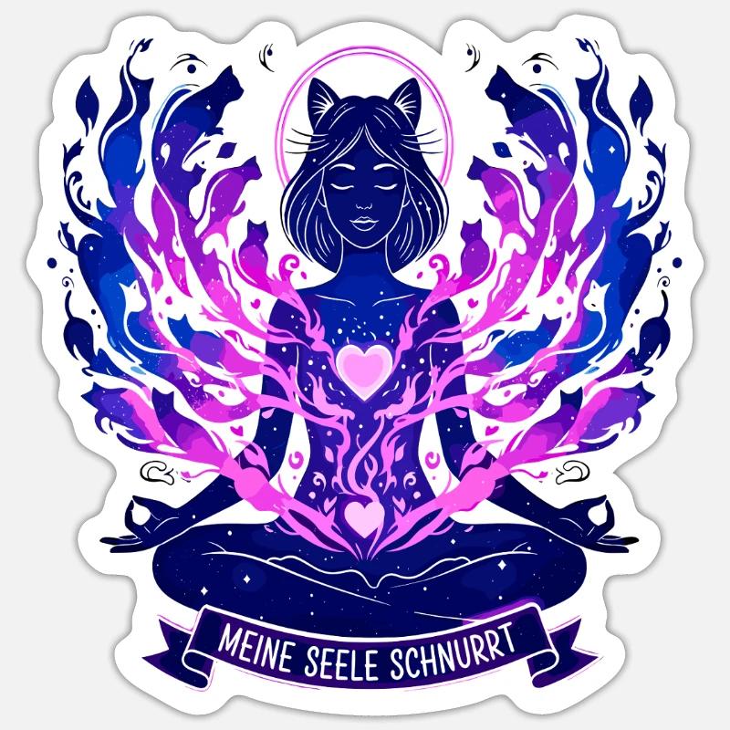 Chat mystique, mon âme ronronne - Sticker taille S (10 x 10 cm) - blanc mat
