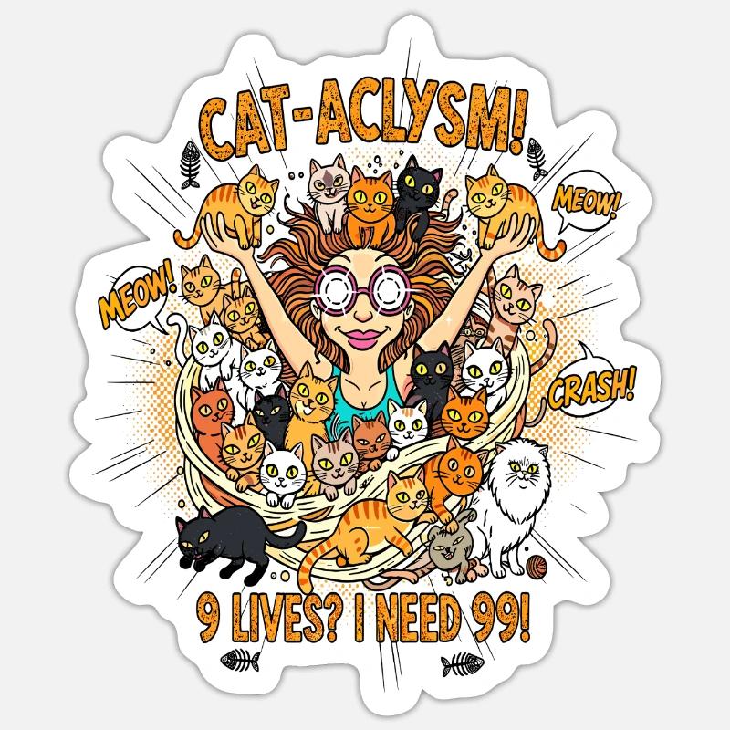 CAT-ACLYSM! 99 Cats Chaos - Comic - Sticker size S (10 x 10 cm) - white matte