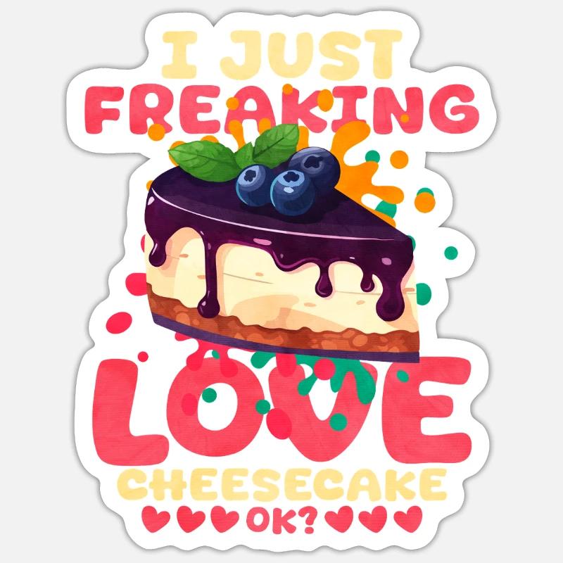 J’adore le cheesecake - Sticker taille S (10 x 10 cm) - blanc mat