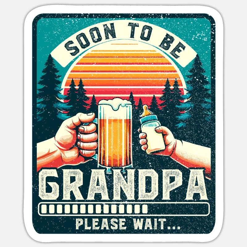 Werdender Opa loading zukünftiger Großvater - Sticker Größe S (10 x 10 cm) - Mattweiß