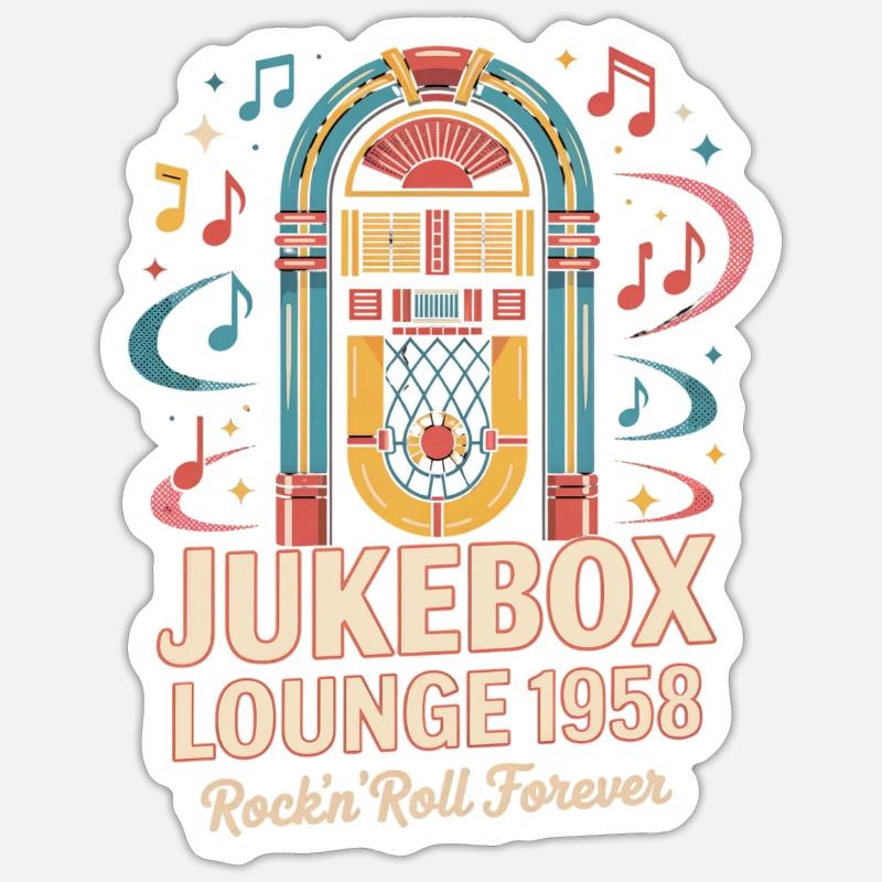 Jukebox Lounge 1958 - Sticker taille S (10 x 10 cm) - blanc mat