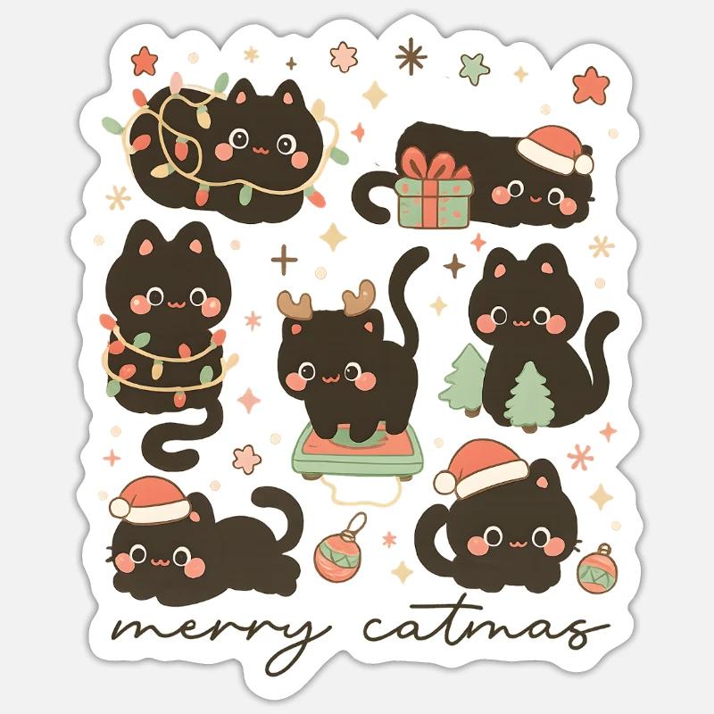 Fröhliche Katzen Kuschelige Katzen, Liebe Kätzchen - Sticker Größe S (10 x 10 cm) - Mattweiß