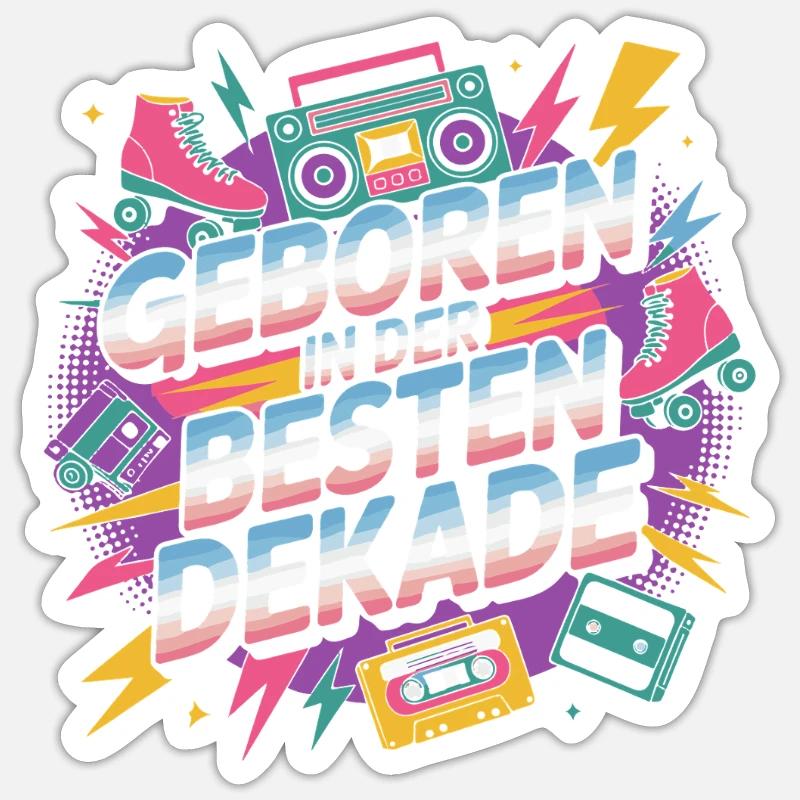Né dans la meilleure décennie - Sticker taille S (10 x 10 cm) - blanc mat