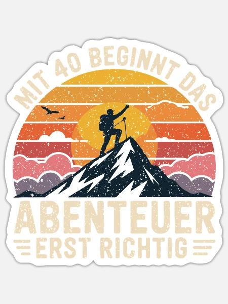 Mit 40 beginnt das Abenteuer - Sticker Größe S (10 x 10 cm) - Mattweiß