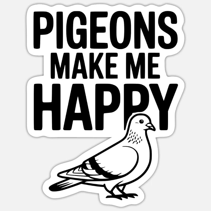 Tauben machen mich glücklich - Sticker Größe S (10 x 10 cm) - Mattweiß