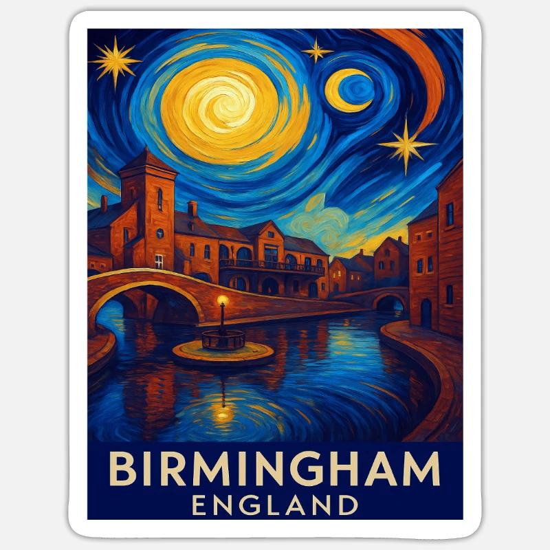 Birmingham, Angleterre - Sticker taille S (10 x 10 cm) - blanc mat
