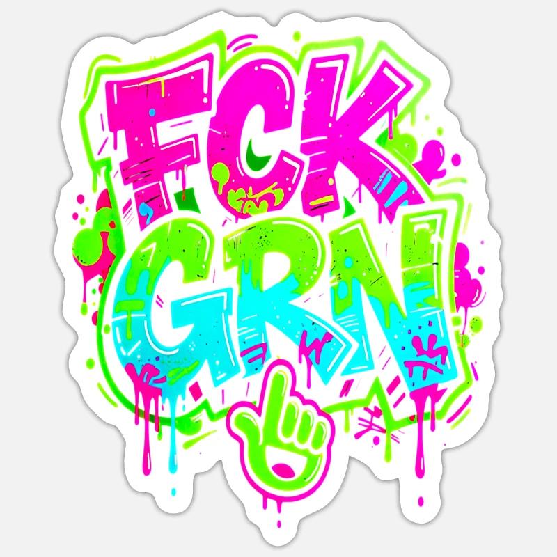 FCK GRN Graffiti - Sticker size S (10 x 10 cm) - white matte