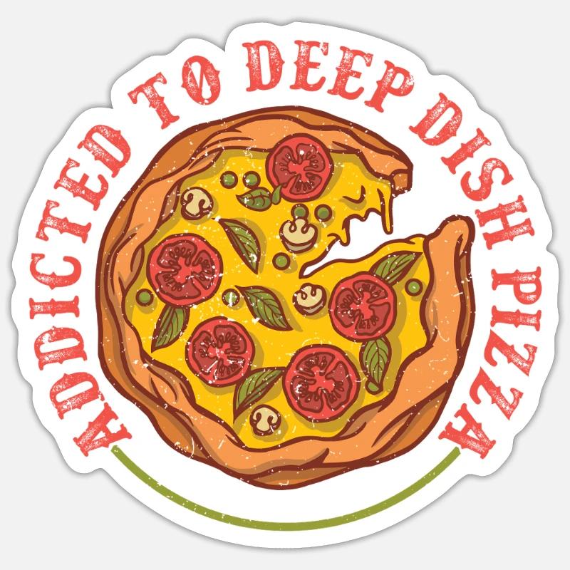 Plat profond Pizza Chicargo - Sticker taille S (10 x 10 cm) - blanc mat