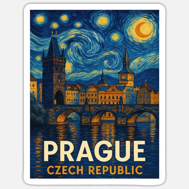 Prague, République tchèque - Sticker taille S (10 x 10 cm) - blanc mat