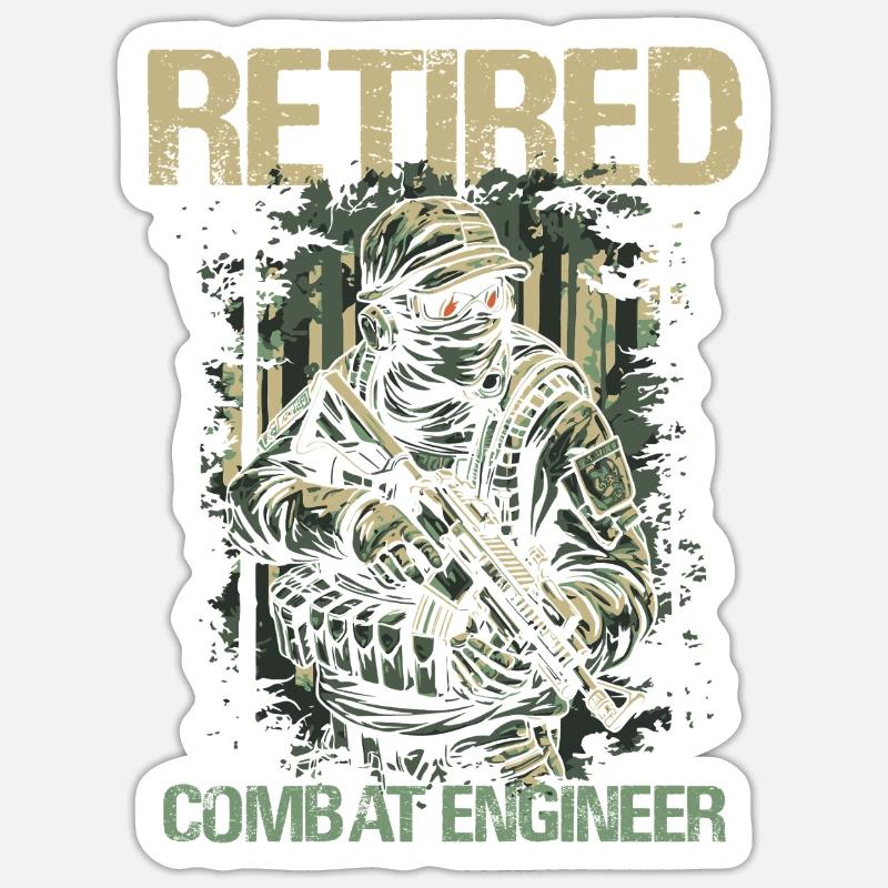 Calm Combat Engineer Illustration - Sticker size S (10 x 10 cm) - white matte