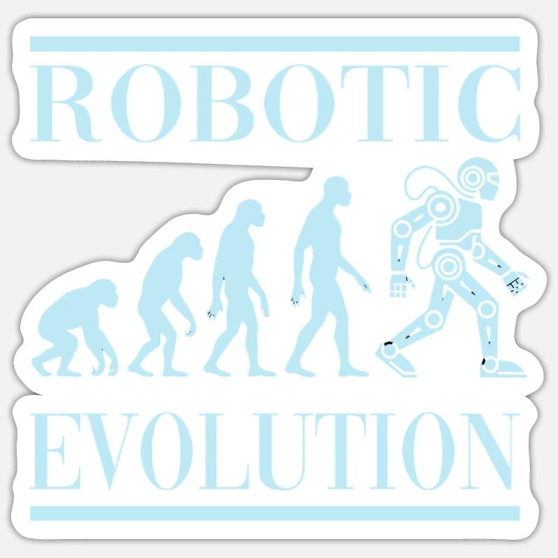 Roboter Evolution Fortschritt Mensch Zukunft - Sticker Größe S (10 x 10 cm) - Mattweiß