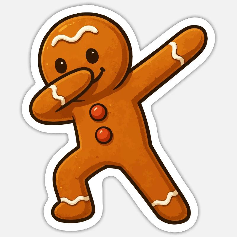 Dancing Gingerbread Man - Sticker size S (10 x 10 cm) - white matte