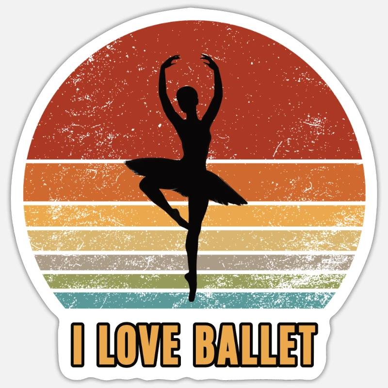 J’AIME LE BALLET Ballerine Danseuse de ballet Danseuse de ballet - Sticker taille S (10 x 10 cm) - blanc mat