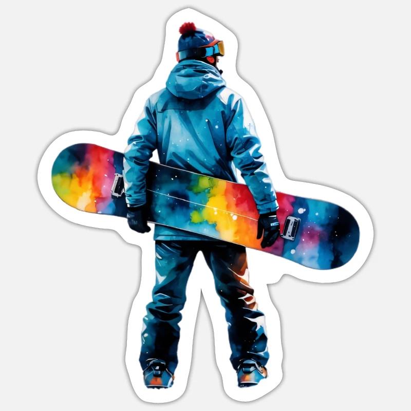 Farbexplosion Snowboarder Sticker Größe S (10 x 10 cm)