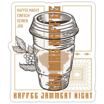 Le café fait juste son travail rétro - Sticker taille S (10 x 10 cm) - blanc mat - Devant