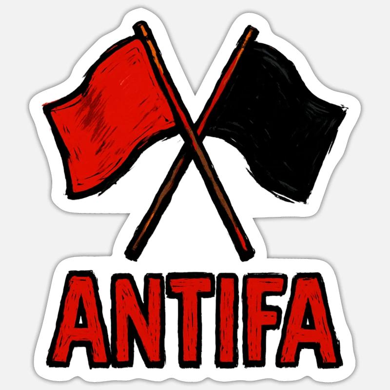 Antifa  - Sticker taille S (10 x 10 cm) - blanc mat