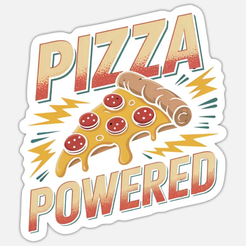 Pizza Powered - Retro Pizza - Sticker size S (10 x 10 cm) - white matte