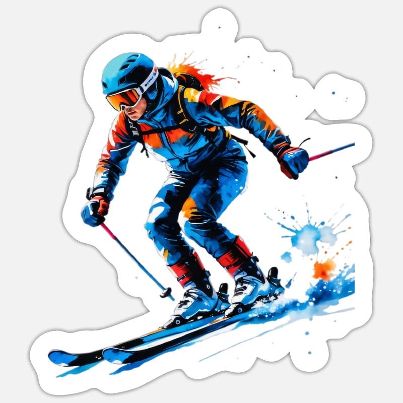 Paint splash ski movement - Sticker size S (10 x 10 cm) - white matte