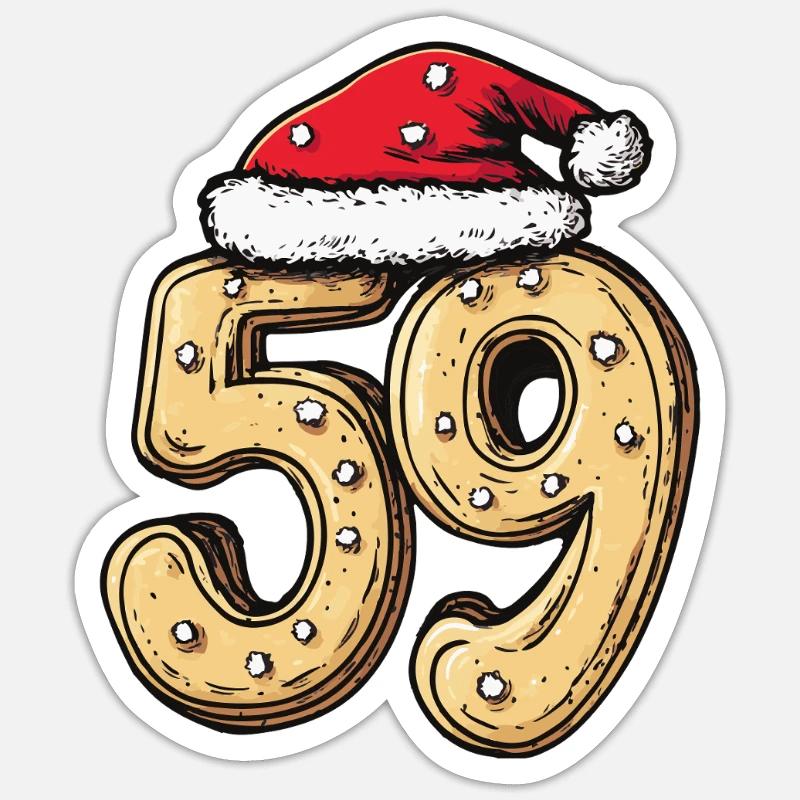 59 Numéro Biscuit Noël - Sticker taille S (10 x 10 cm) - blanc mat