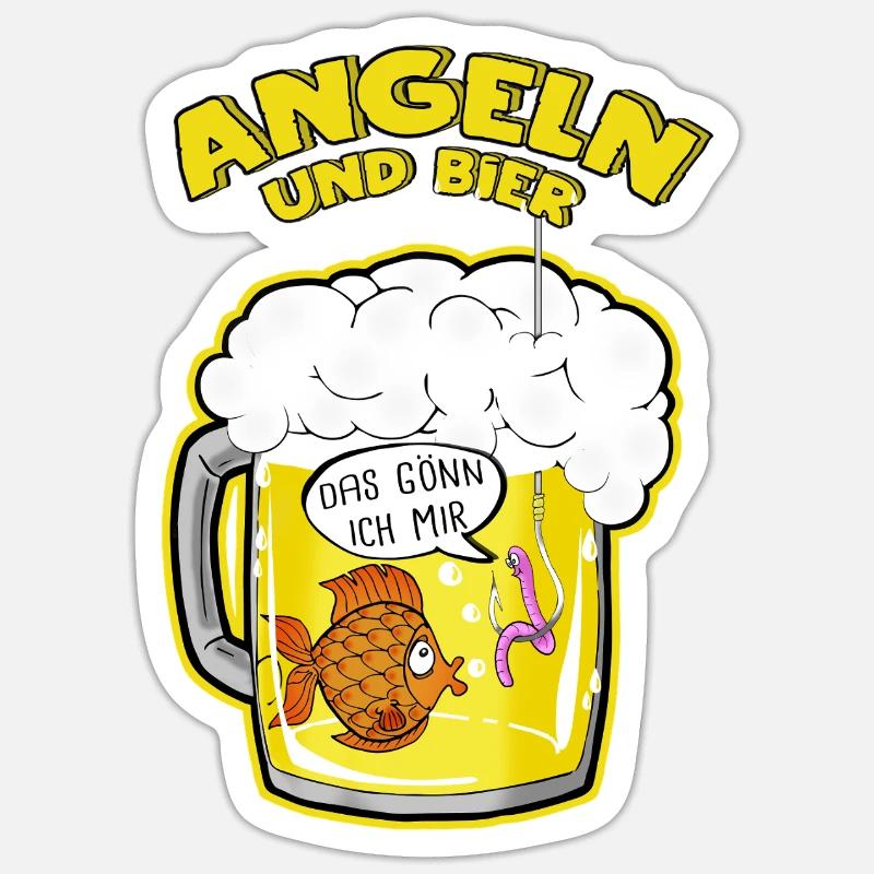 Pêche - Sticker taille S (10 x 10 cm) - blanc mat