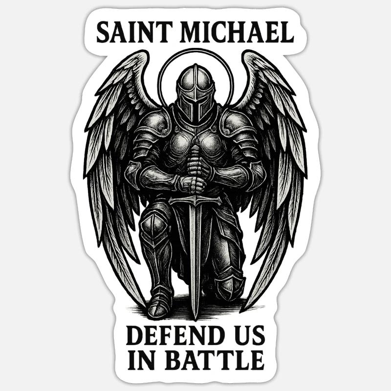 Sankt Michael Ritter des Lichts - Sticker size S (10 x 10 cm) - white matte