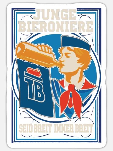 Seid breit immer breit, Junge Bieroniere - Sticker Größe S (10 x 10 cm) - Mattweiß