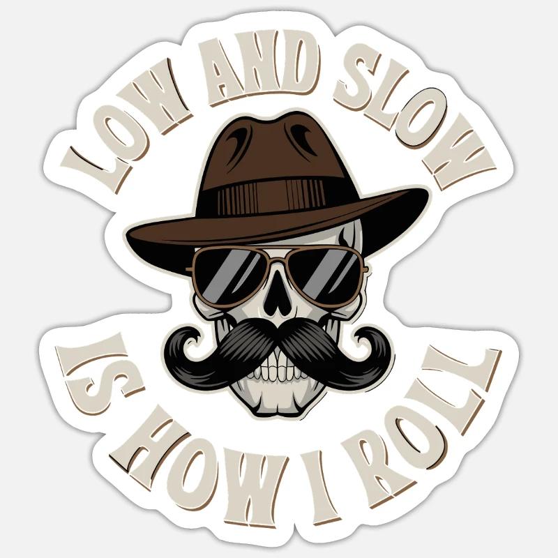 Low and Slow Strassen Stil - Sticker Größe S (10 x 10 cm) - Mattweiß