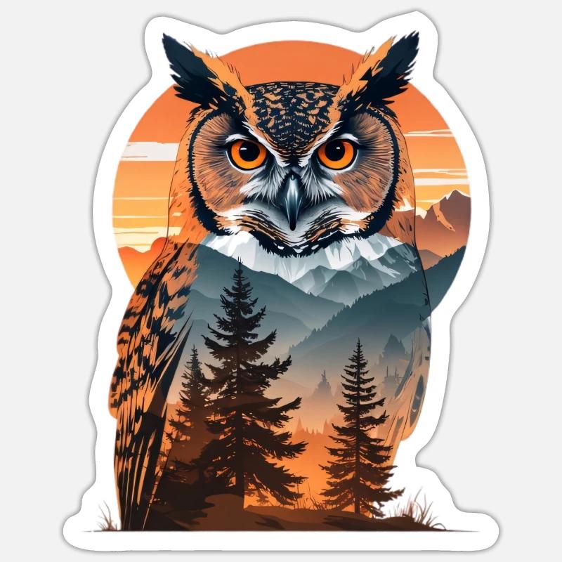 Weise Eule im Abendlicht Sticker Größe S (10 x 10 cm)