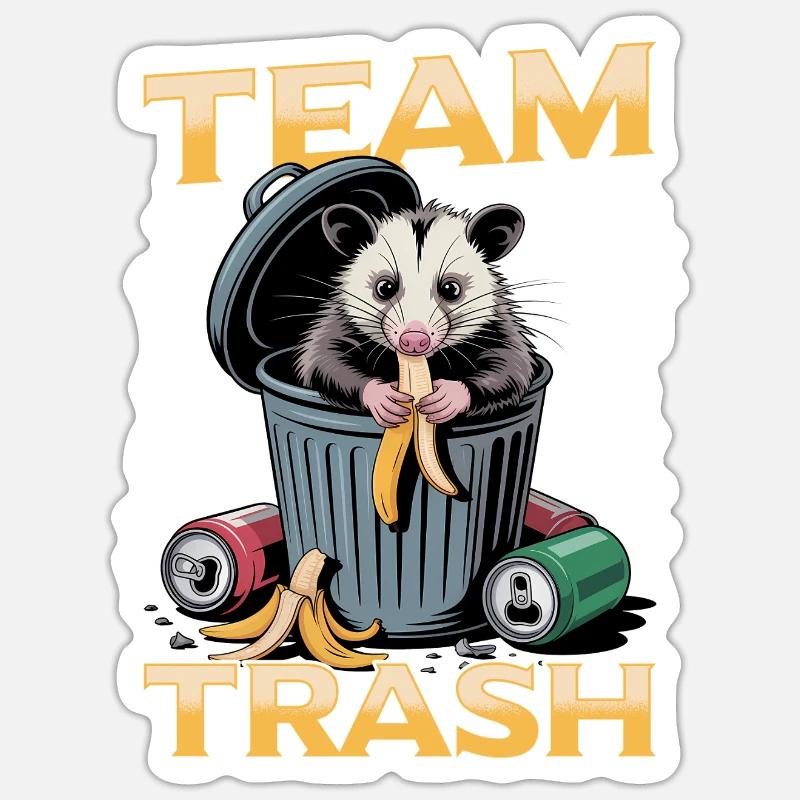 Drôle d’opossum - Sticker taille S (10 x 10 cm) - blanc mat