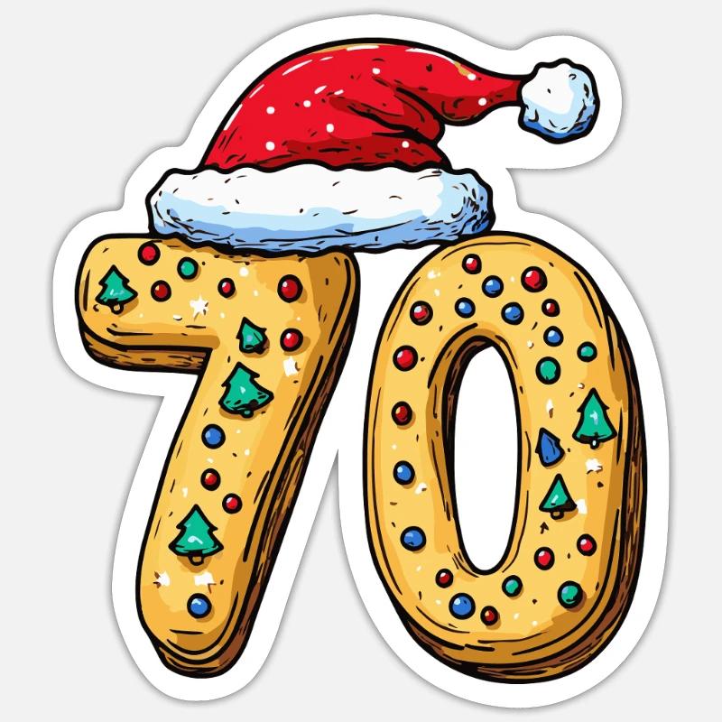 70 Numéro Biscuit Noël - Sticker taille S (10 x 10 cm) - blanc mat