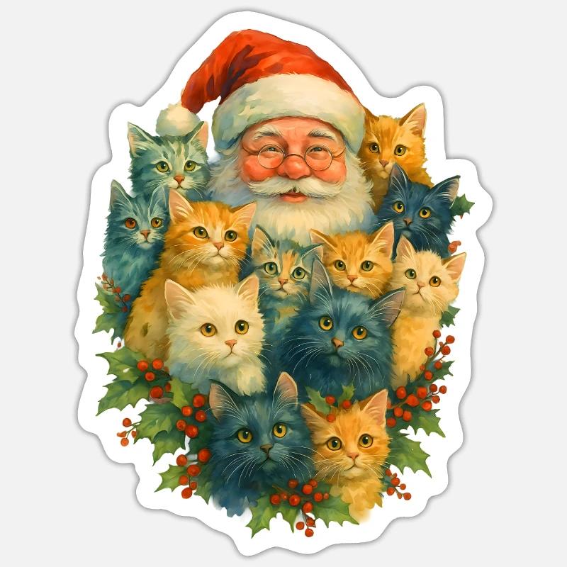 Santa Cat Diversity - Sticker size S (10 x 10 cm) - white matte