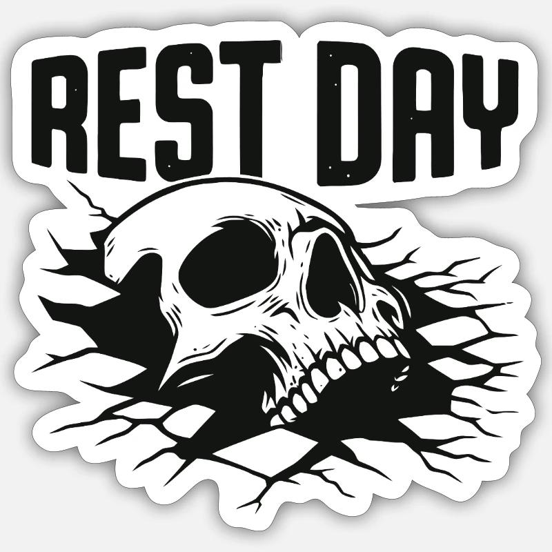 Rest Day Skull Graphic Tee Sticker size S (10 x 10 cm)
