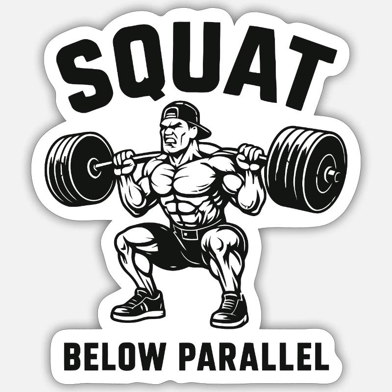 Squat sous l’haltérophile lourd parallèle - Sticker taille S (10 x 10 cm) - blanc mat