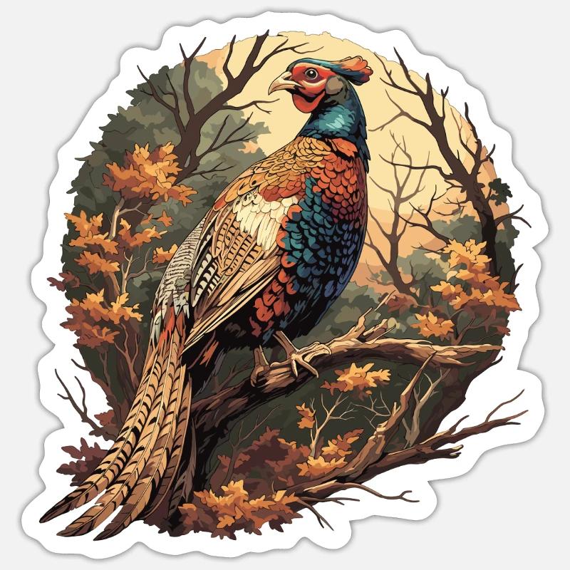 Faisans Faisan - Sticker taille S (10 x 10 cm) - blanc mat