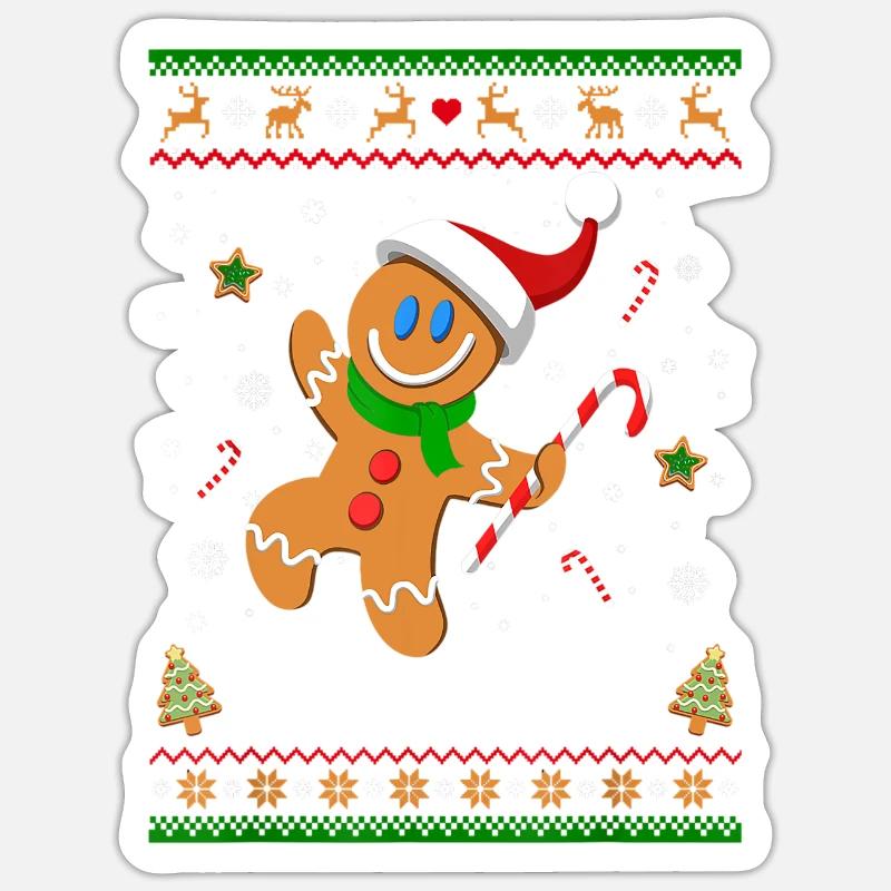 Hässliches Weihnachtspullover Lebkuchenmann Lustiges Geschenk Sticker Größe S (10 x 10 cm)