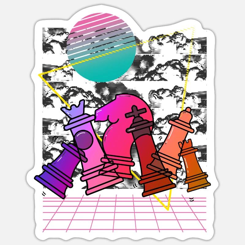 Collage d’échecs au néon Sticker taille S (10 x 10 cm)