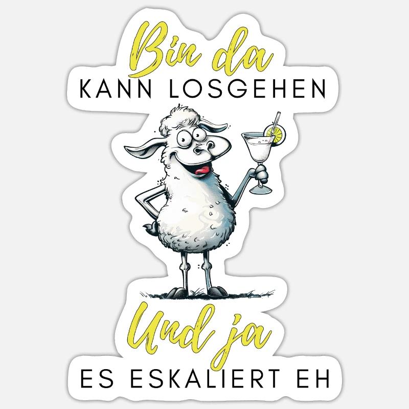 Bin da Und ja Partyschaf - Sticker Größe S (10 x 10 cm) - Mattweiß