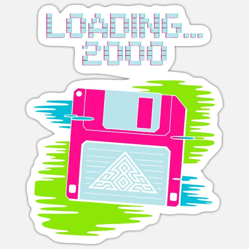 Floppy Nostalgie 2000 - Sticker Größe S (10 x 10 cm) - Mattweiß