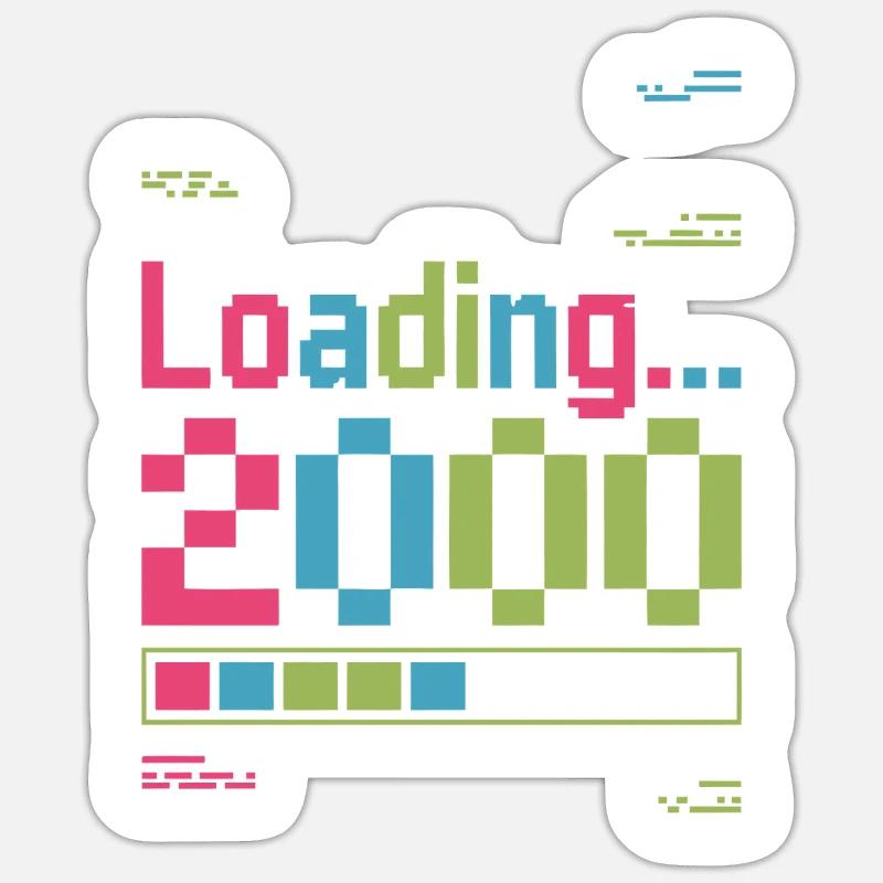 Loading 2000 pixel loading screen - Sticker size S (10 x 10 cm) - white matte