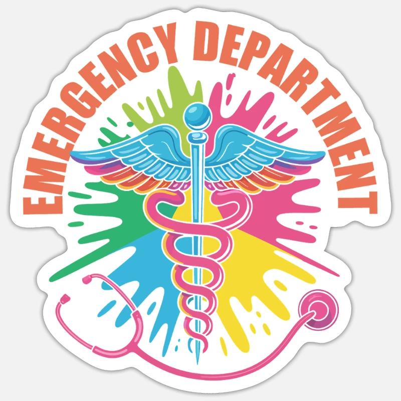 Buntes Notfall Emblem - Sticker Größe S (10 x 10 cm) - Mattweiß