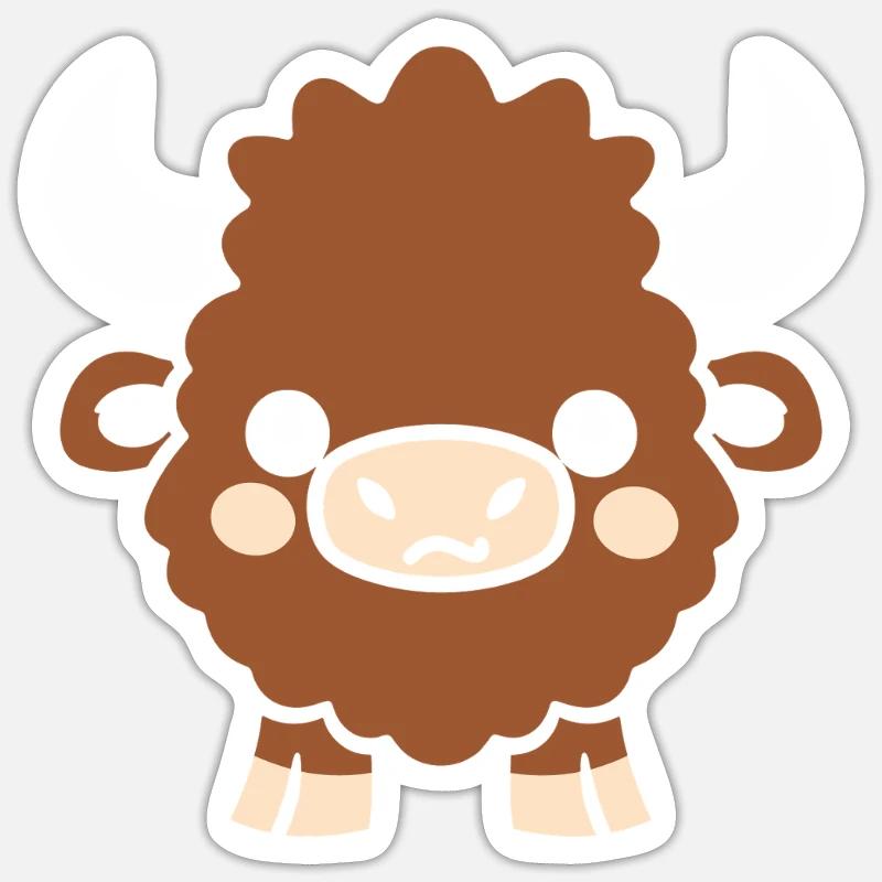 Bison - Sticker taille S (10 x 10 cm) - blanc mat