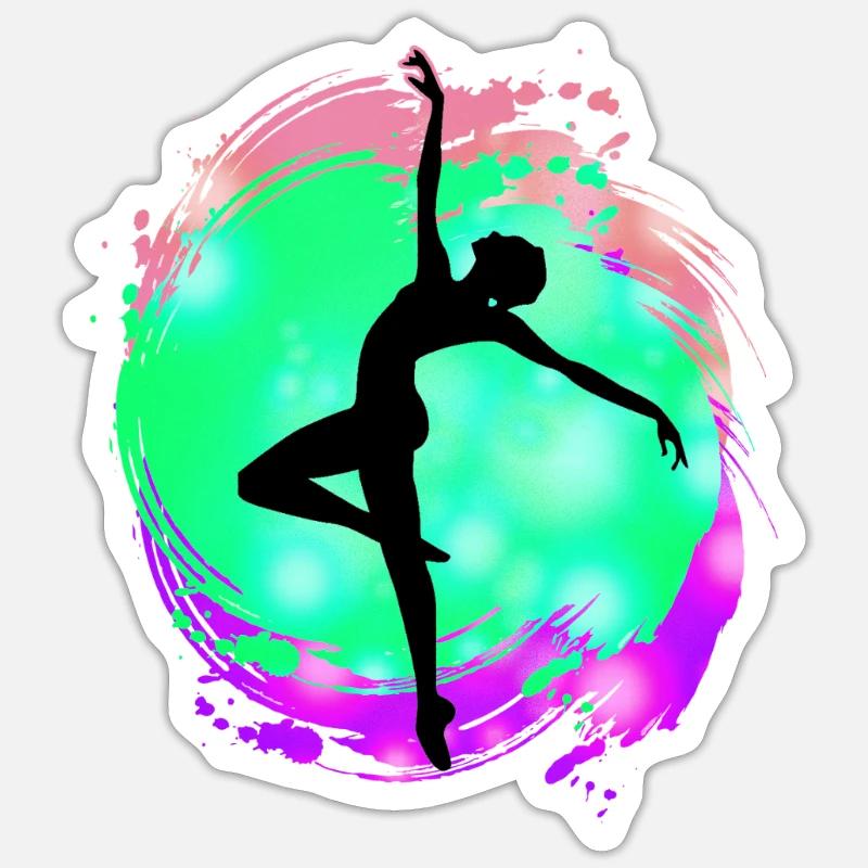 Dancer Silhouette Neon Splash Sticker size S (10 x 10 cm)
