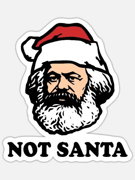 Karl Marx | Not Santa | Weihnachtsmann - Sticker Größe S (10 x 10 cm) - Mattweiß