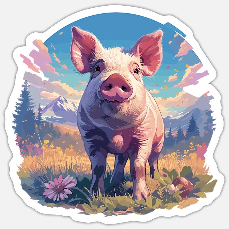 Cochon Cochon - Sticker taille S (10 x 10 cm) - blanc mat