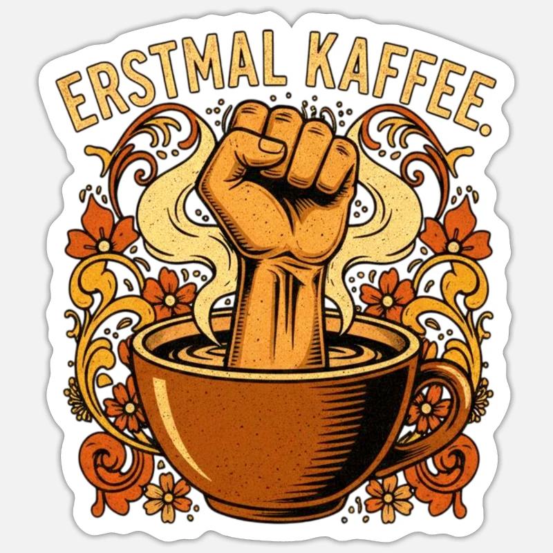 Déclaration de First Coffee Faust - Sticker taille S (10 x 10 cm) - blanc mat